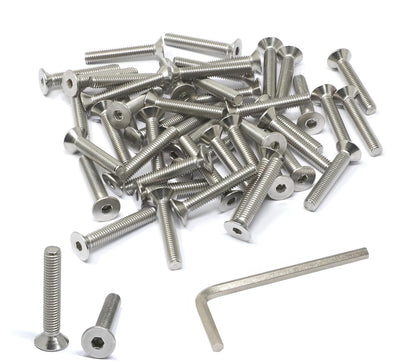 iexcell 5 Pcs M8 x 80mm Thread Pitch 1.25 mm Stainless Steel 304 Hex Socket Flat Head Cap Screws Bolts Kit