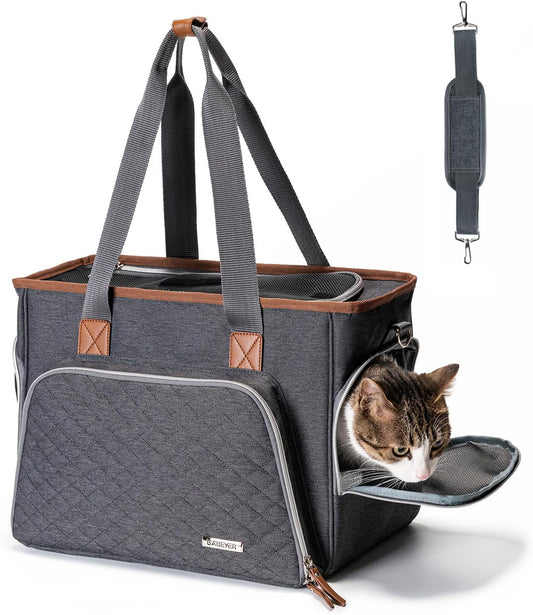 BABEYER Cat Purse Carrier, Puppy Purse Carrier, TSA Airline-Approved Pet Carrier for Small Dogs and Cats Under 12lbs for Travel, Outdoor, Vet Visits-Grey