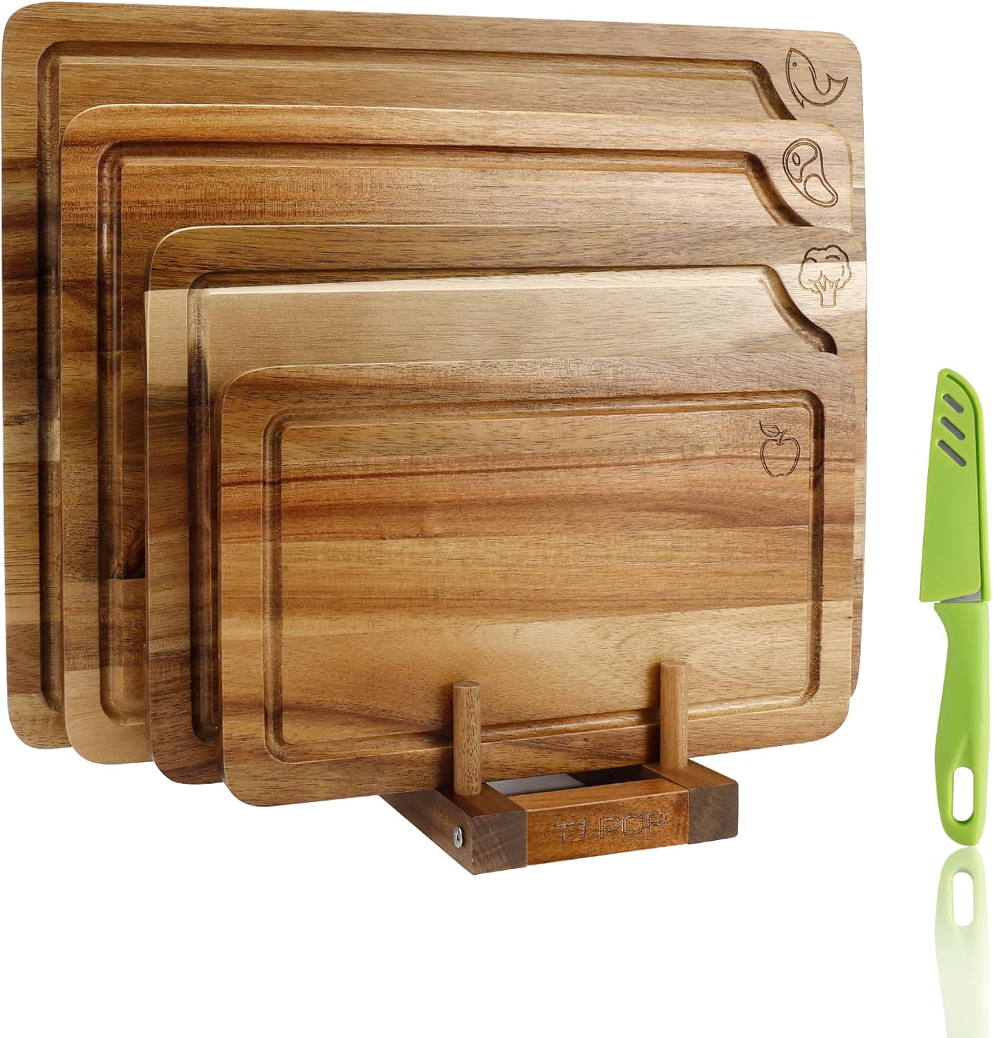 Bamboo Cutting Board for Kitchen, Bamboo Cutting Board Set of 3 with Juice Groove, Double-Sided Chopping Board Serving Board with Hanging Hole for Meat, Vegetables and Cheese
