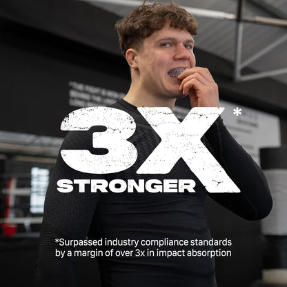 SAFEJAWZ Mouthguard Strapless Slim Fit, Adults and Junior with Case for Boxing, Basketball, Football, MMA, Martial Arts, Hockey and All Contact Sports (Adults (12+ Years), Black)