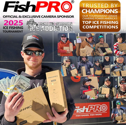 FishPRO [2024 Upgrade] 7'' Underwater Fishing Camera [HD 1080P] w/DVR -32GB, [Easy Plug & Play] Ice Fishing Camera Underwater, 10,000mAh, USB-C, IR & LED for Dark, Portable Ice Fishing Fish Finder
