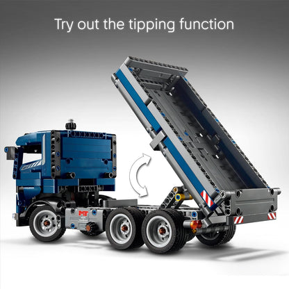 Tipping Dump Truck Building Toy | Construction Truck Model Kit | Engineering Vehicle Playset | Interlocking Building Blocks | Kids Construction Toy - PuriLite