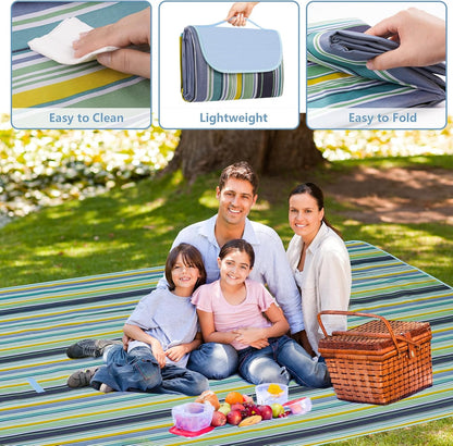 Habaylin Picnic Blanket Large, 79"X79" Waterproof Extra Large Beach Blanket, Foldable Picnic Blanket for Hiking, Party, Camping on Grass Sandproof Handy Picnic Mat