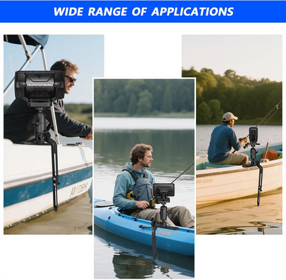 Velpaw 1.5" Ball Kayak Fish Finder Mount with Transducer Mounting Arm, Marine Electronic Mount Plate with Low Profile Track, Compatible with RAM Mounts, Scotty, Lowrance, Garmin