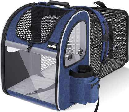 Pecute Pet Carrier Backpack, Dog Carrier Backpack Expandable with Breathable Mesh for Pets ＜6kg, Pet Backpack Carrier for Hiking Travel Camping Outdoor