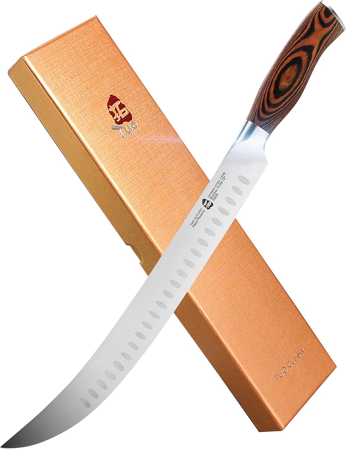 TUO Boning Knife - Razor Sharp Fillet Knife - High Carbon German Stainless Steel Kitchen Cutlery - Pakkawood Handle - Luxurious Gift Box Included - 7 inch - Fiery Phoenix Series