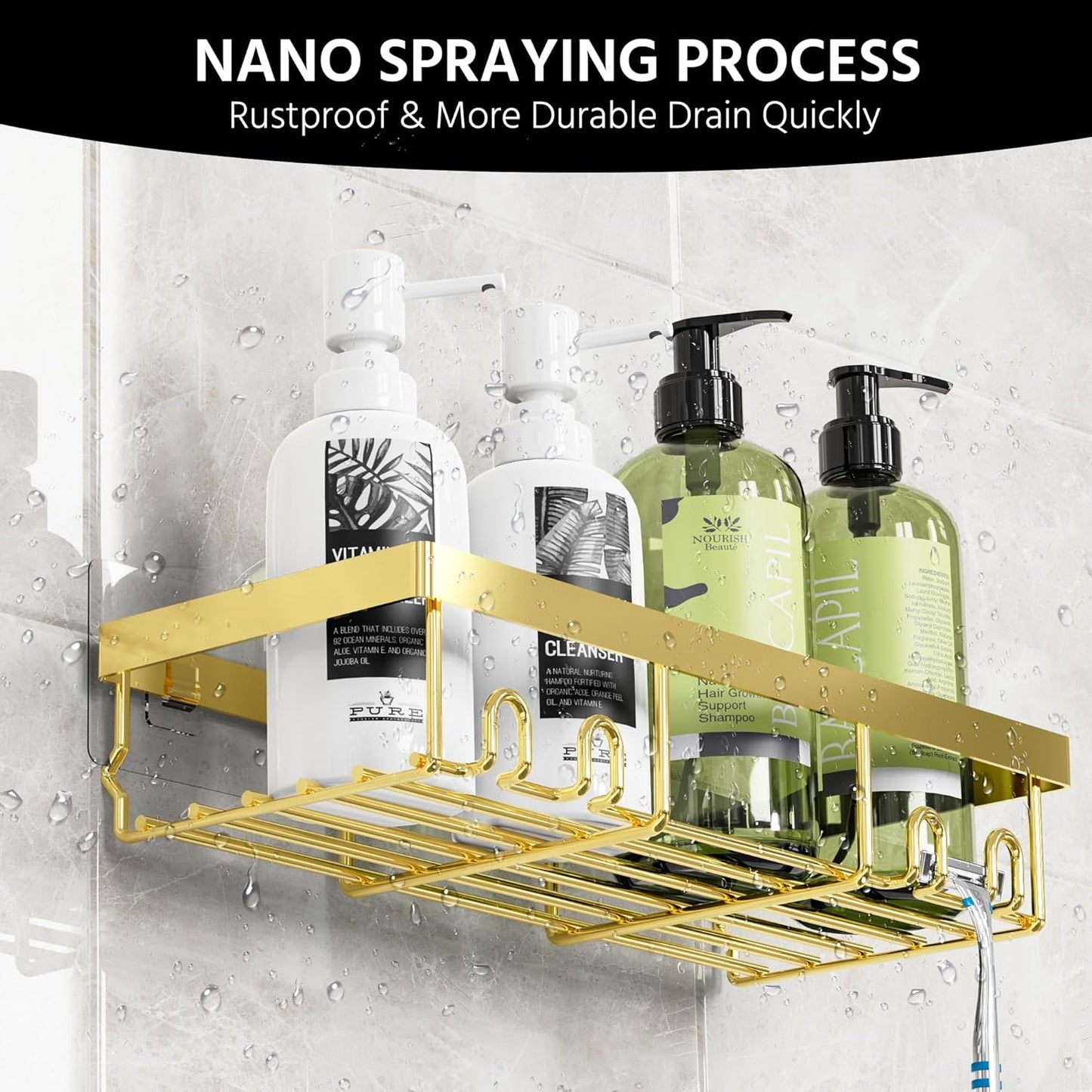 MOFOROCO 3-Pack Shower Caddy Basket Shelf with Soap Holder, No Drilling Traceless Adhesive Shower Wall Shelves, Rustproof Black Bathroom Shower Storage Organizer…