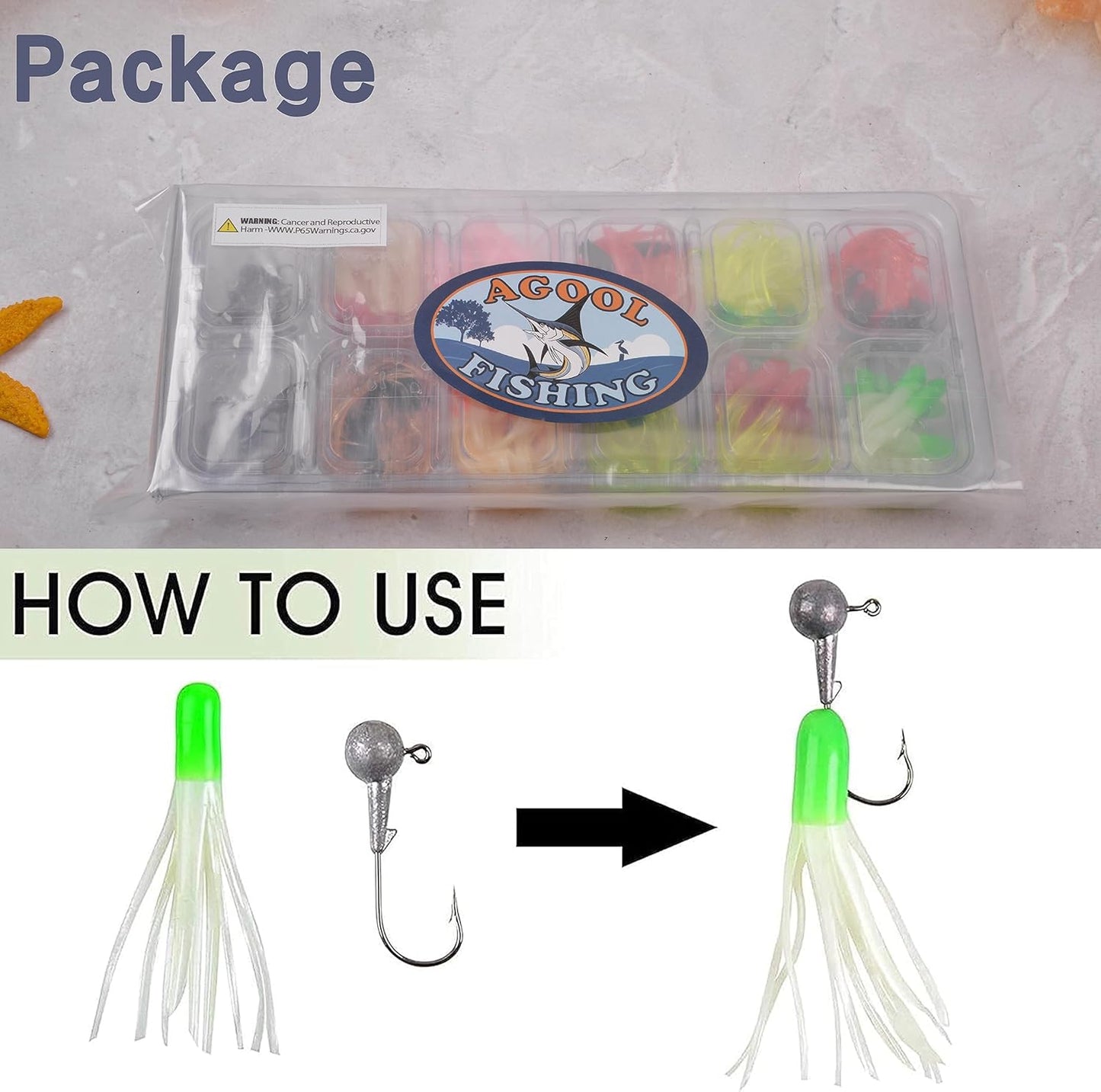 Soft Lures Fishing Jigs Kit, Worm Grub Fishing Lures Jig Head Hooks Kit Grubs Bait Jig Heads Soft Plastic Bait Crappie Jigs Tubes Baits Curved Tail Lure Fishing Lures Kit for Walleye Bass Trout