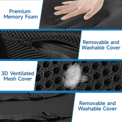 Lumbar Support Pillow for Office Chair Car Memory Foam Back Cushion Back Pain Relief Improve Posture Large Back Pillow for Computer, Gaming Chair, Recliner with Mesh Cover Double Adjustable Straps