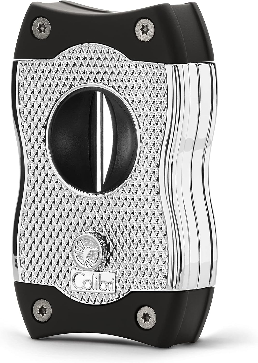 Colibri SV-Cut Cigar Cutter | Chrome and Black | Trigger Spring Blades | V-Cut Cut Depth 7mm and Straight Cut Up to 3mm | Gauge Up to 68 Rings | Ergonomic Design