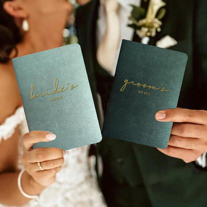 WeddingGiftsWedding Vow Books His and Hers Soft Touch Gold Foil Engraving Vow Books Wedding Essentials Wedding Accessories(TR-HH-Black)
