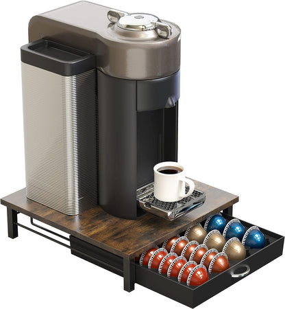 DecoBrothers Vertuo Pod Holder VertuoLine Drawer Storage for Nespresso Coffee Capsules, Crystal Tempered Glass, White