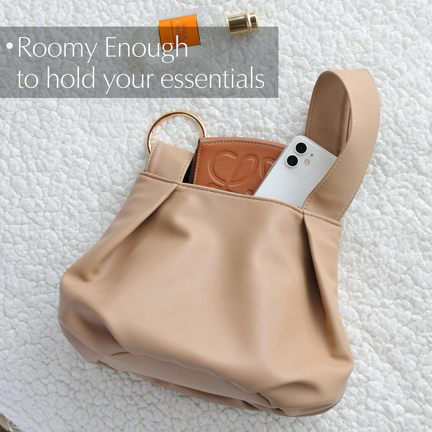 Women's Clutch Soft Vegan Leather Hobo Top Handle Bag Small Tote Purse