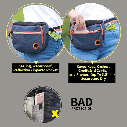 wefenad Large Capacity Dog Snack Bag Dog Treat Pouch Dog Training Pouch Bag with Adjustable Waistband Pet Training Pocket Bag hU