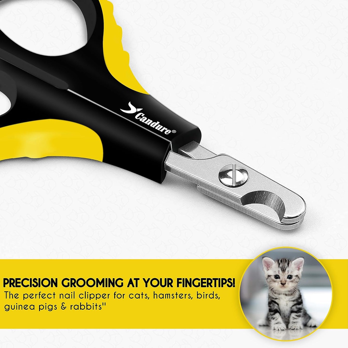 Candure Cat Nail Clippers Stainless Steel Cat Claw Trimmers for Rabbits,Guinea Pigs, Birds, Puppies, Kittens and Small Animals- Pet Nail Clippers for Professional and Home Use (Black)