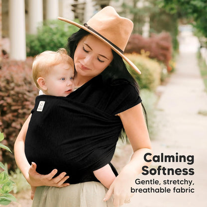 KeaBabies Baby Wrap Carrier - All in 1 Original Baby Carrier Newborn To Toddler Sling, Easy to Wear, Hands Free Bonding, Lightweight, Breathable Infant Wraps (Trendy Black)