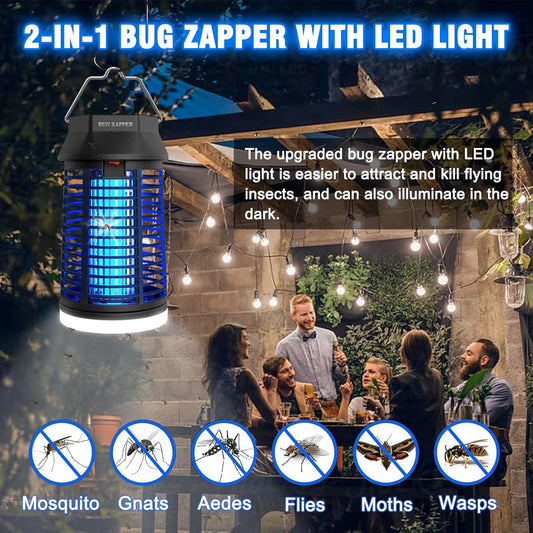 ZENLEA Bug Zapper Outdoor with LED Light, Bug Zapper Indoor, 4200V Mosquito Zapper Outdoor,Waterproof Mosquito Killer, Electric Fly Zapper Fly Traps for Camping Backyard Patio Garden, Plug-in - PuriLite