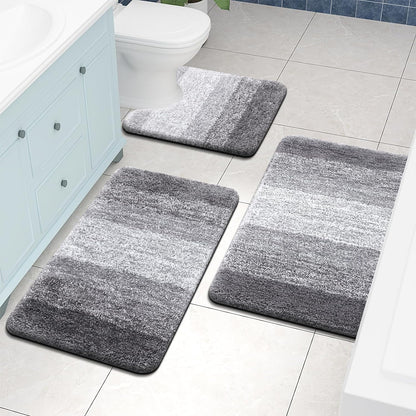 OLANLY Luxury Microfiber Bath Mat, Extra Soft and Absorbent Bathroom Mat, Non-Slip Plush Shaggy Bathroom Rug, Machine Wash Dry, Bath Rugs for Bathroom Floor, Tub and Shower, 16x24, Grey