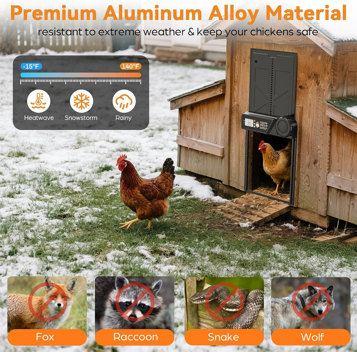 Large Automatic Chicken Coop Door Solar Powered