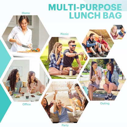Lunch Bag for Women & Men Adult Insulated Lunch Box, Small Leakproof Cooler Food Lunch Containers Reusable High Capacity Lunch Tote Bags for Work, Travel, Outdoor