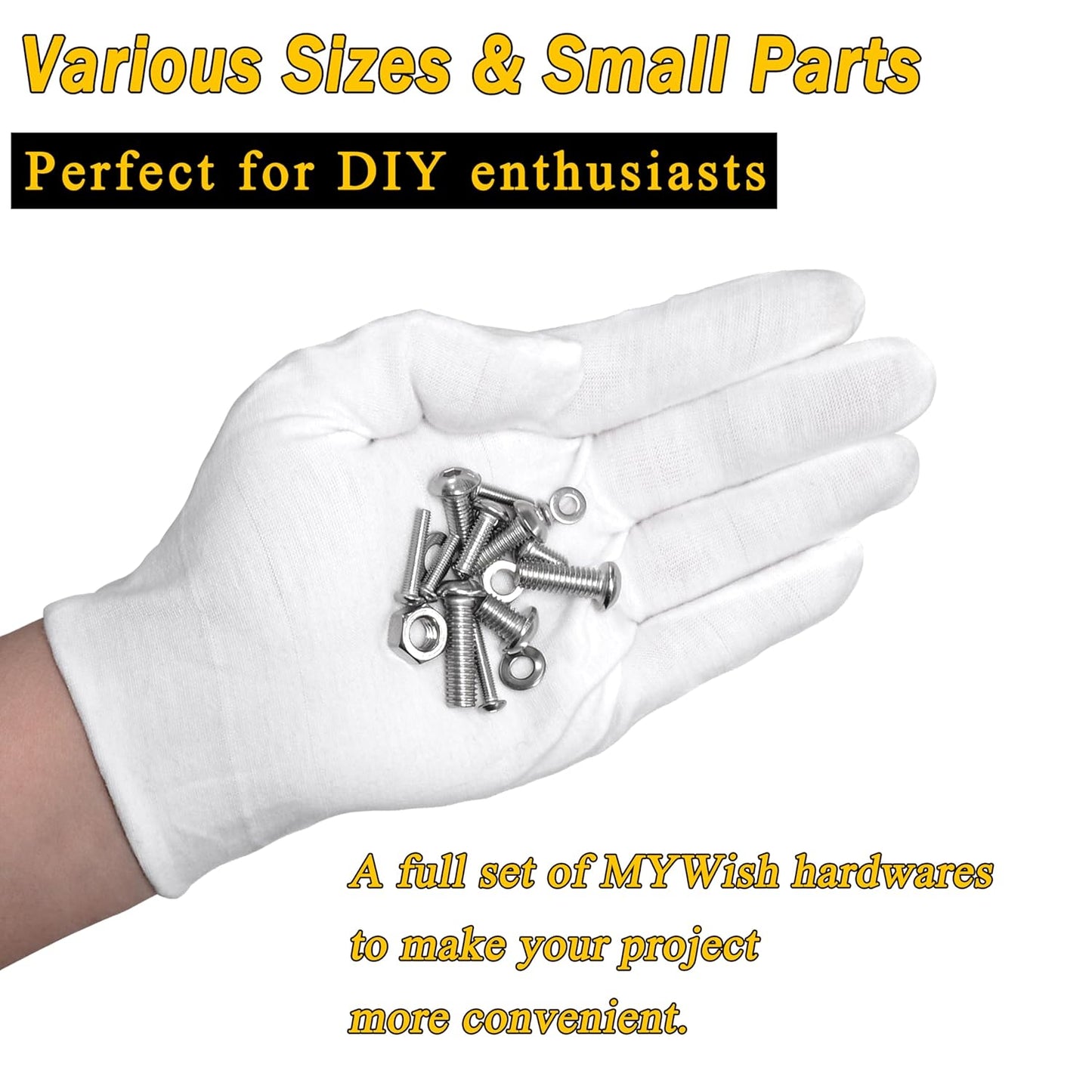 Mywish 900Pcs Metric Screw Assortment, M3 M4 M5 M6 Screw Assortment Kit 304 Stainless Steel Hex Socket Button Head Socket Cap Metric Screws Bolts & Flat Washers/Nuts/Hex Wrenches 16 Sizes 8MM to 20MM