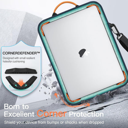 MoKo 13.3-14 Inch Laptop Sleeve Bag Fits MacBook Pro M3/M2 14" 2023, MacBook Pro 13" M2, New MacBook Air 13.6" M3/M2 2024/2022,Tab S8 Ultra 14.6",Handle Carrying Case with Shoulder Strap, Black & Gray - PuriLite