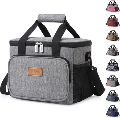 Lifewit Lunch Bag for Men, Insulated Lunch Box Leakproof Soft Cooler Cooling Tote for Adult Women, Waterproof Reusable Lunch Bags for Work Office Outdoor Picnic Camping, Black, 12-Can (9L)