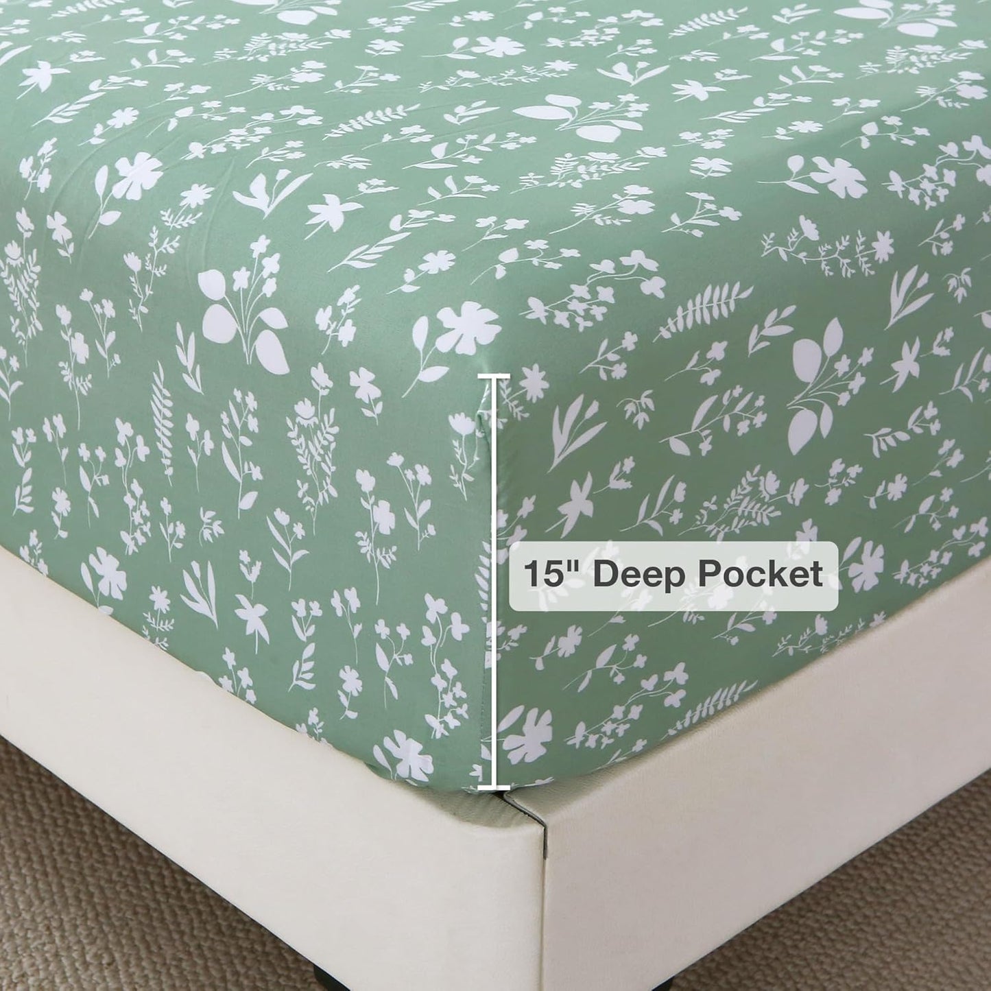 Viviland Floral Queen Sheet Set - 4 Piece Vintage Pink & Yellow Flower Patterned Bed Sheets - Soft, Breathable Microfiber Sheets with Deep Pocket, Non-Slip Fitted Sheets & Pillowcases