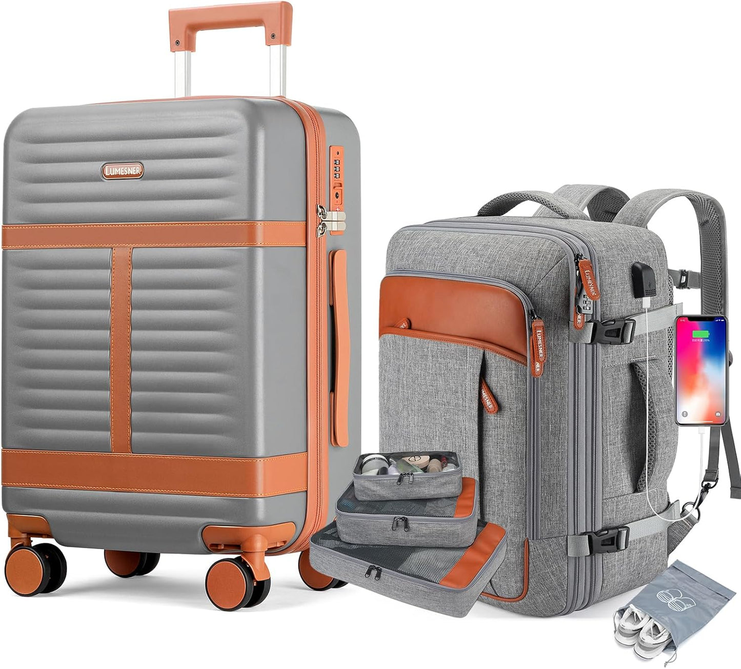 Lumesner Carry on Backpack, Extra Large 40L Flight Approved Travel Backpack for Men & Women