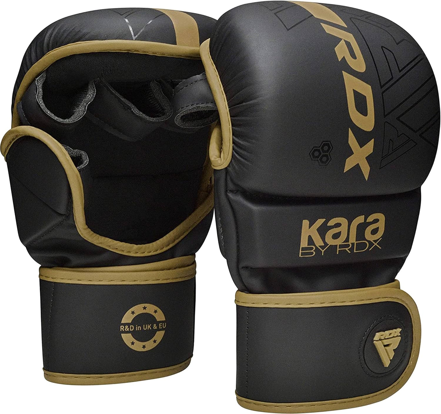 RDX MMA Gloves Sparring Grappling, Hybrid Open Palm Martial Arts Mitts Men Women, Maya Hide Leather Wrist Support, Cage Fighting Combat Sports, Muay Thai Training, Punching Bag and Kickboxing