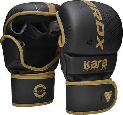 RDX MMA Gloves Sparring Grappling, Hybrid Open Palm Martial Arts Mitts Men Women, Maya Hide Leather Wrist Support, Cage Fighting Combat Sports, Muay Thai Training, Punching Bag and Kickboxing