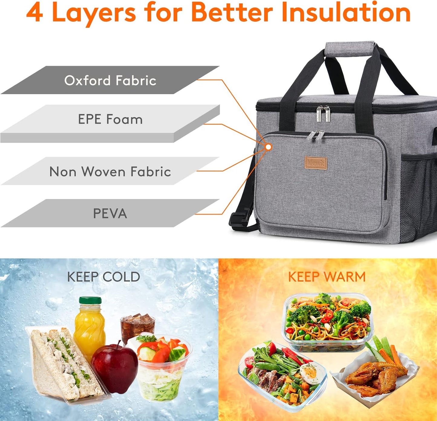 Lifewit Lunch Bag for Men, Insulated Lunch Box Leakproof Soft Cooler Cooling Tote for Adult Women, Waterproof Reusable Lunch Bags for Work Office Outdoor Picnic Camping, Black, 12-Can (9L)