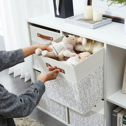 DECOMOMO Fabric Cube Storage Bin - Storage Baskets for Shelves, Kallax (Grey & White, 13 inch Cube) - 4 Pack