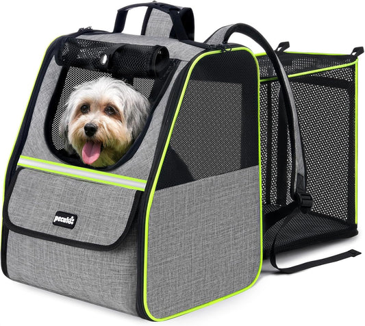 Pecute Expandable Cat Backpack Carrier, Small Dog Backpack Carrier, Pet Backpack Carriers for Cats Dogs Puppy Kitten, Cat Carriers Bag Carrying for Travel Hiking Bike Riding Walking Outdoor,Grey