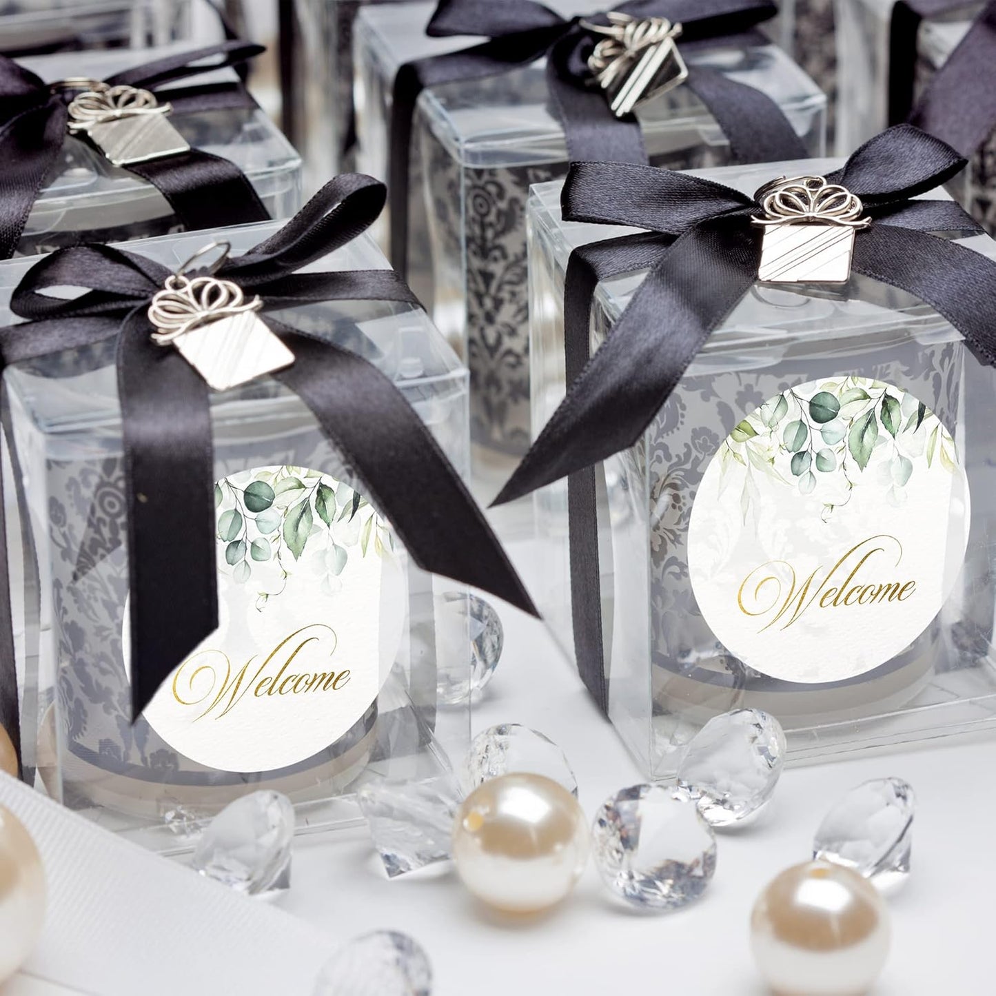 Mobiusea Creation Welcome Stickers | 2 inch | Gold Foil | 60pcs Waterproof Greenery Welcome Bag Stickers for Wedding, Bridal Shower, Birthday, Baby Shower, Party Gift Bags