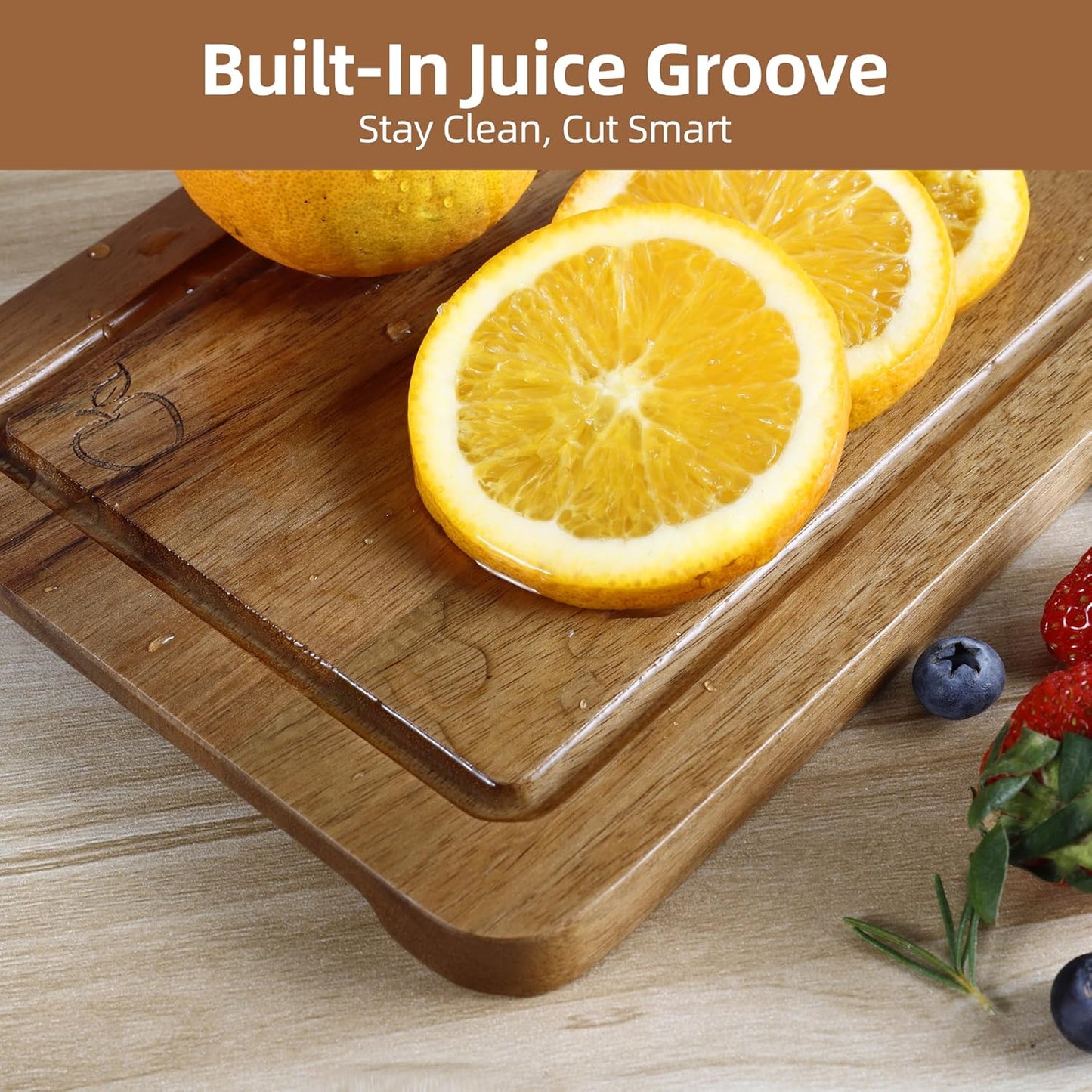 Bamboo Cutting Board for Kitchen, Bamboo Cutting Board Set of 3 with Juice Groove, Double-Sided Chopping Board Serving Board with Hanging Hole for Meat, Vegetables and Cheese