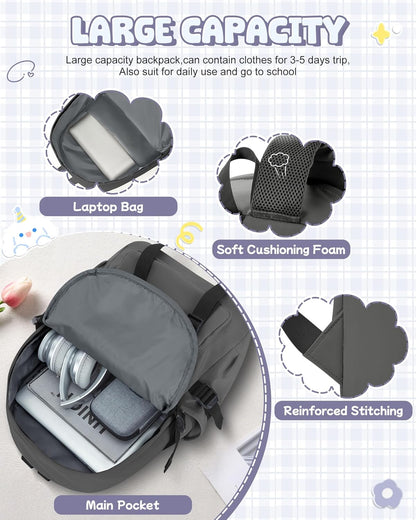 School Backpack for Women Men College High School Bags for Boys Girls Casual Daypack Laptop Backpack Waterproof Black Bookbag Travel Rucksack