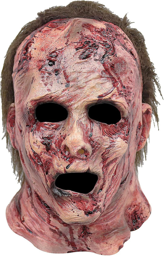 Puppyhao Halloween Scary Mask Realistic Zombie Human Face Mask with Hair for Adults Cosplay Party Latex Props