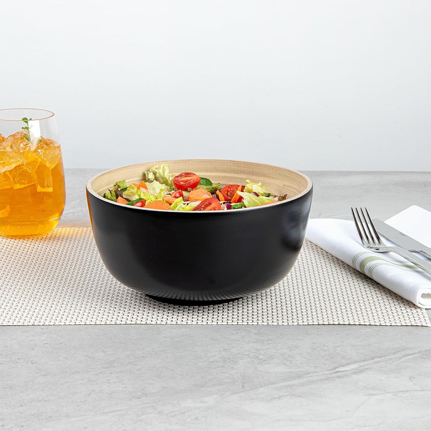 Restaurantware-Bambuddha 15 Ounce Small Salad Bowl, 1 Heavy-Duty Round Salad Bowl - Sustainable, Reusable, Black Bamboo Serving Dish, for Serving Salads, Fruits, and Appetizers