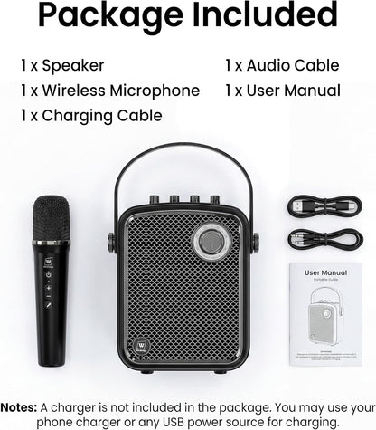 70W Voice Amplifier with UHF Wireless Handheld Microphone & Bluetooth 5.3