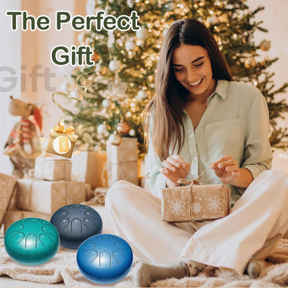 Lronbird Steel Tongue Drum Percussion, 6 Inch 8 Notes Musical Instruments, Music Gifts for Family Friends (Malachite)