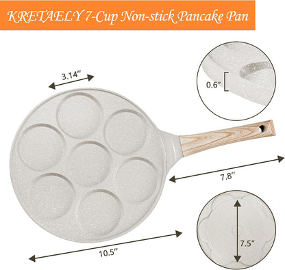 KRETAELY Nonstick Pancake Pan Pancake Griddle with 7-Mold Design Mini Pancake Maker with PFOA Free Coating-Black