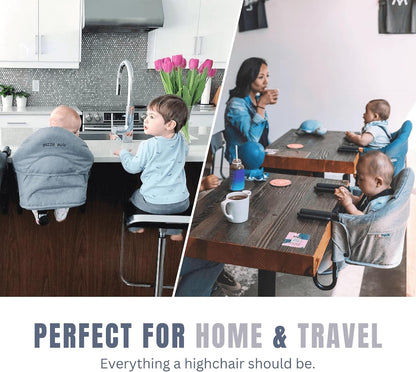 guzzie+Guss Perch Clip On Table Chair – Easy and Secure Setup for Travel (Including Restaurants, Picnics), at Home (Kitchen Islands, Dining Tables) with Machine Washable Fabric, Tropical Green