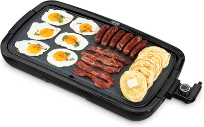 DASH Deluxe Everyday Electric Griddle with Dishwasher Safe Removable Nonstick Cooking Plate for Pancakes, Burgers, Eggs and more, Includes Drip Tray + Recipe Book, 20” x 10.5”, 1500-Watt - Red