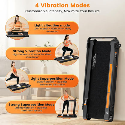 Mahrole Walking Pad with Vibration and lncline,Foldable Walking Pad Treadmill with Remote Control and APP,Powerful 3.0HP Servo Motor Treadmills for Home and Office
