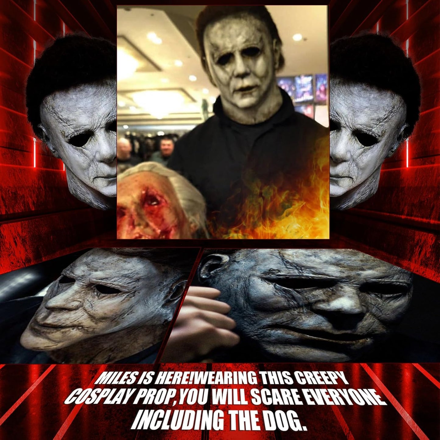 Halloween Mask for Adult With Classic Knife Scary Halloween Cosplay Costume Latex Mask Masquerade