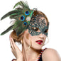 Zinniday Lace Masquerade Masks for Women - 1920s Peacock Feather Venetian Mask for Halloween Couples Mardi Gras Ball
