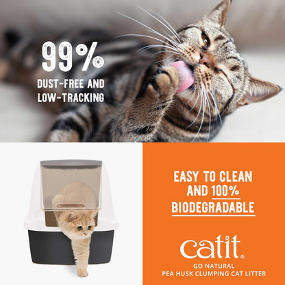 Catit Go Natural Pea Husk Clumping Cat Litter, Tofu, Vanilla 5.6 kg, Dust Free & Lightweight Cat Litter, Easy to Scoop Litiere Pour Chat