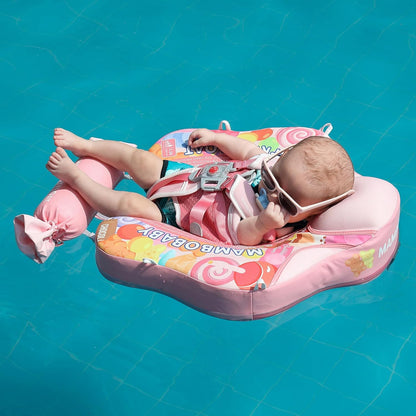 Mambobaby Baby Swim Float with Canopy, Non-Inflatable Solid Baby Float, Upgrade Soft Skin-Friendly Material Infant Swim Float