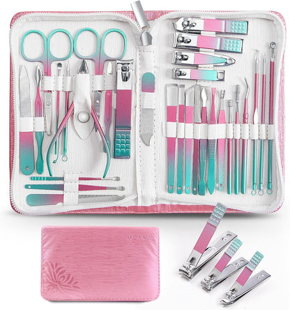 WOAMA Manicure Set 30 in 1 Nail Clipper Set Nail Kit for Women Men Stainless Steel Manicure Kit Professional with Travel Case
